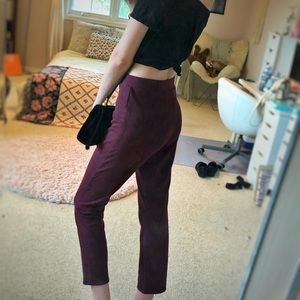 Hollister Burgundy High Rise Crop Pants